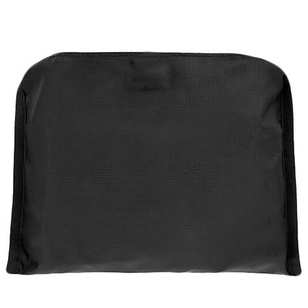 "Compact black nylon foldable bag with subtle line pattern texture, lightweight and durable for travel or storage."