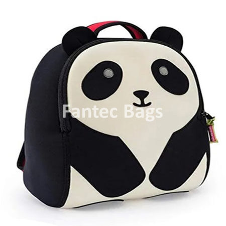 "Children’s bag styled as a panda with soft straps and playful look."