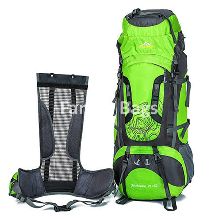 "Trail Explorer Pack designed for week long treks with hydration sleeve and trekking pole attachment."