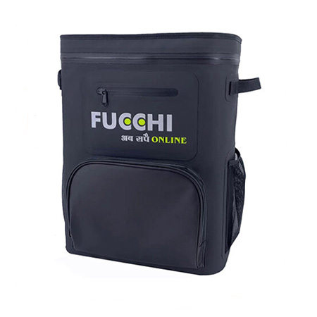 "Completely waterproof cooler backpack with leak proof insulation and ergonomic straps for outdoor use."