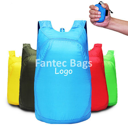 Grey nylon backpack with adjustable straps