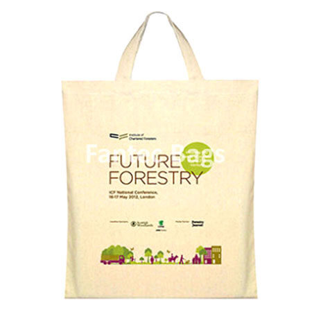 "Conference tote tag with forestry graphics and sustainability theme."