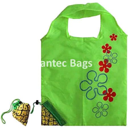 Black nylon shopper with reinforced handles