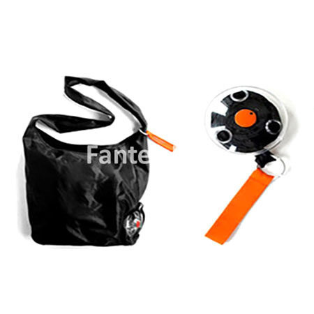 Red nylon duffel style foldable bag